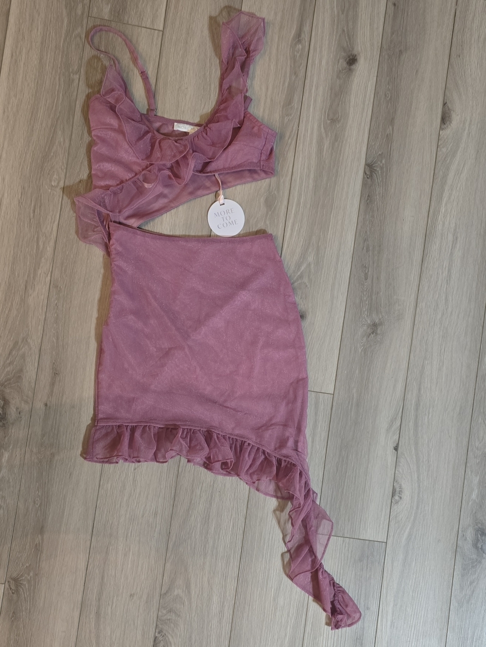 Ruffle Asymmetrical Mini Dress in Dusty Rose
